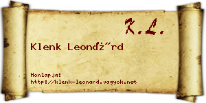 Klenk Leonárd névjegykártya