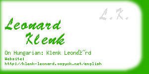 leonard klenk business card
